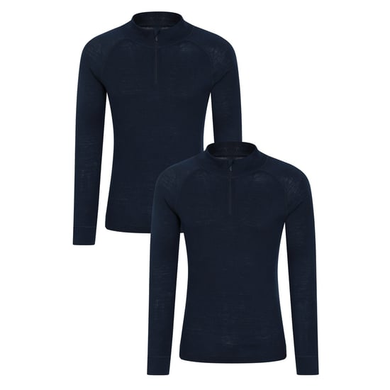 Mountain Warehouse Heren Merino Wol Base Layer Top (Set van 2) (Marine) - Image 1