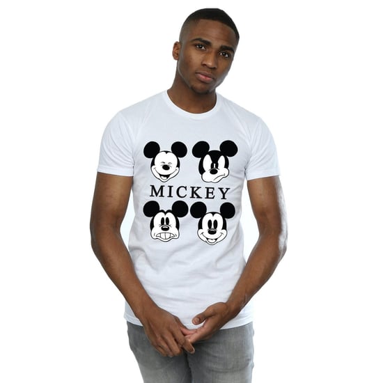 Disney Mens Four Heads Mickey Mouse Cotton T-Shirt (White)