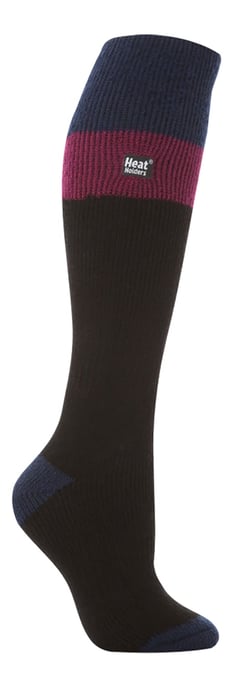 Heat Holders - Dames kniehoge thermo skisokken - Zwart / Fuchsia - Image 1