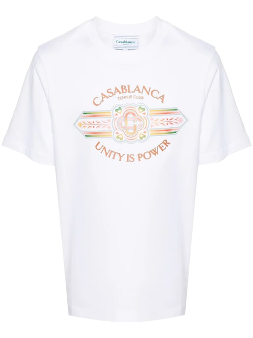 Casablanca Eenheid is macht T-shirt met opdruk in wit - Image 1