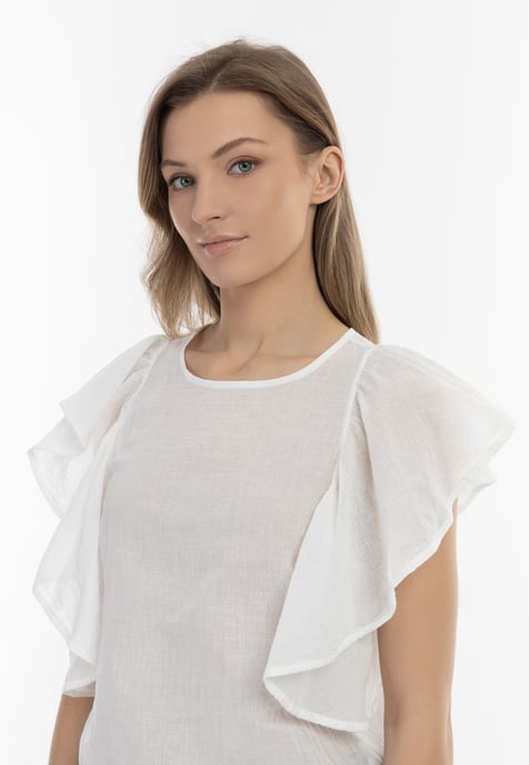 Dreimaster Blouse shirt Dames wolwit - Image 5