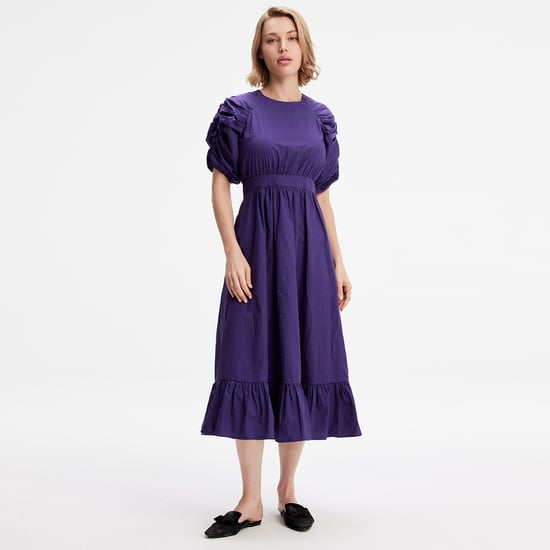 Trapeze Dress With Puffed Sleeves