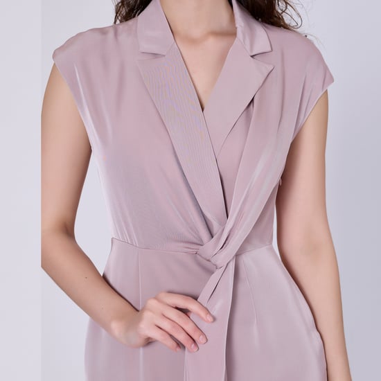 Mat satin asymmetric draped panel dress