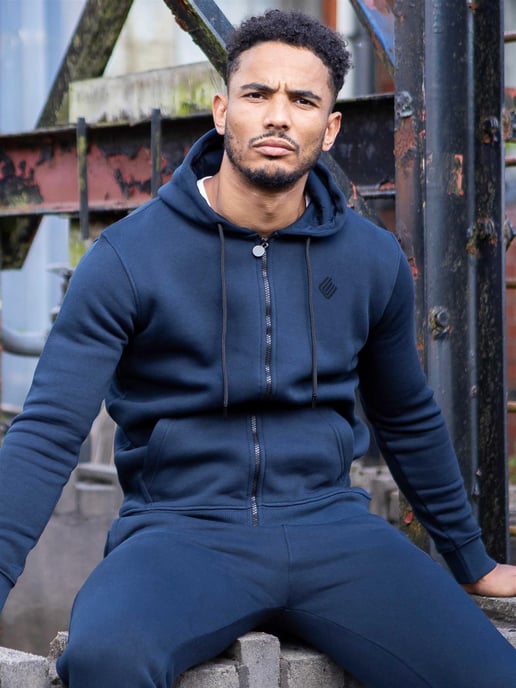 Enzo | Heren Zip Up Hoodie Tracksuit Set - Navy - Image 3
