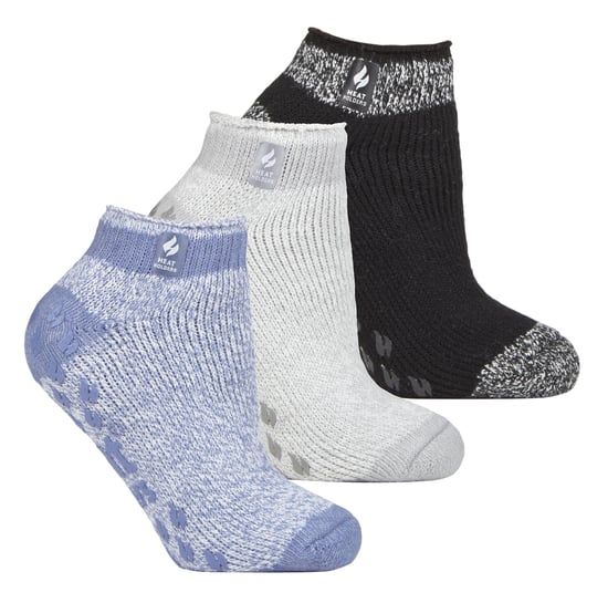3 Paar Multiverpakking Dames Enkelpantoffelsokken | Heat Holders | Fleece laag uitgesneden pluizige damessokken met grijpers - Pisa 1 - Image 1