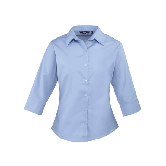 Premier Dames/Dames Poplin 3/4 Mouw Shirt (Middenblauw) - Image 1