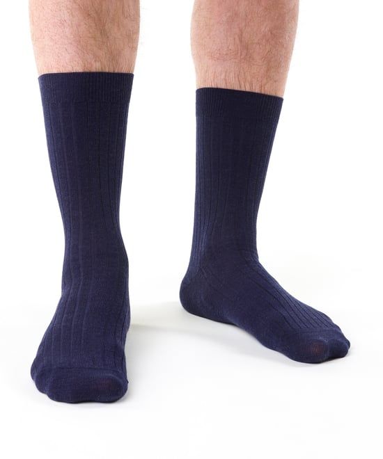 Steven - Heren 1 Paar Merino Wol Sokken met Zachte Boord, Niet-elastische Sokken - Marine - Image 2
