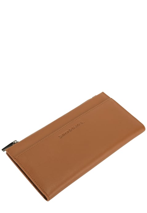 Smooth Leather Long Zip Top Pocket Purse