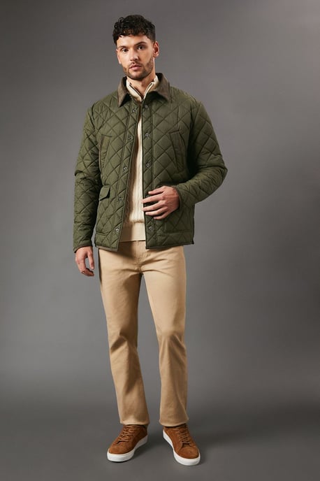 Cord Collar Diamond Quilted Jacket