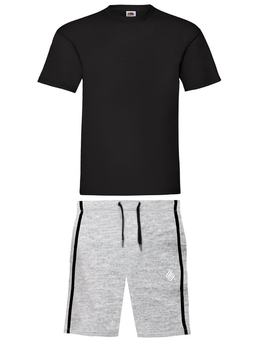Enzo | Heren T-shirt & Korte Broek Loungewear Set - Zwart/Grijs - Image 1