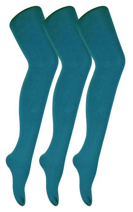 3 paar dames gekleurde ondoorzichtige 80 denier panty's - Groenblauw - Image 1