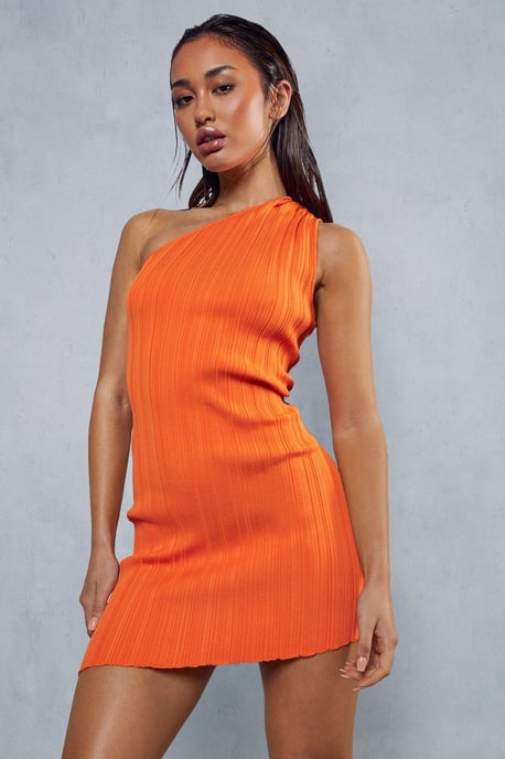 One Shoulder Premium Knit Mini Dress