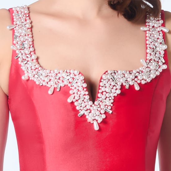 Cocktailjurk met hartvormig decolleté en kralen - Image 4