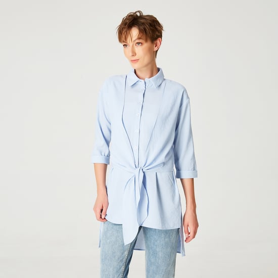Lang shirt met geknoopte panelen vooraan - Image 1