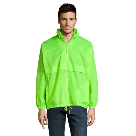 SOLS Unisex Surf Windbreaker Lightweight Jacket (Neon Green)