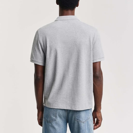 Heren Gant Geborduurd Archive Shield Poloshirt in Grijs - Image 3