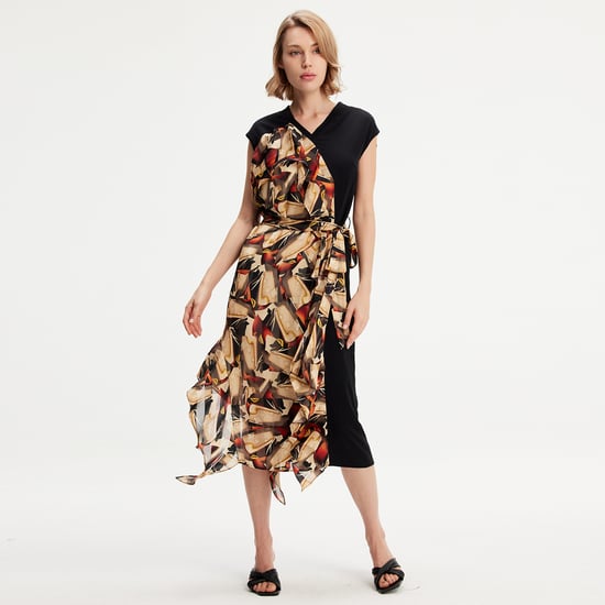 Asymmetrical dress with graphic print