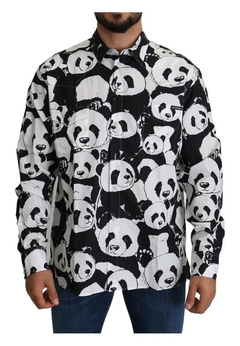 Dolce & Gabbana Heren Zwarte Panda Casual 100% Katoenen Shirt - Image 1