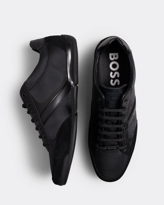 BOSS Orange Saturn Mens Low Profile Mixed Material Trainers With Suede and Faux Leather - Image 5