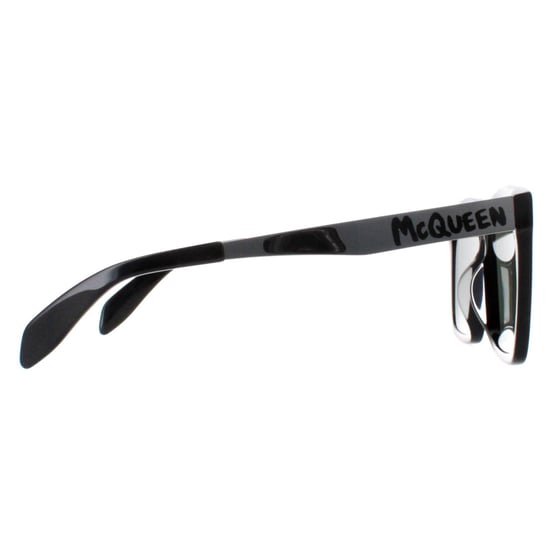 Alexander McQueen Square Mens Shiny Black and Silver Green Grey AM0352S
