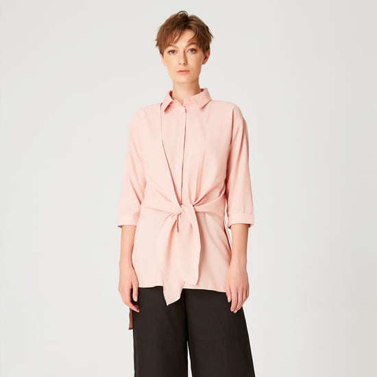 Lang shirt met geknoopte panelen vooraan - Image 1