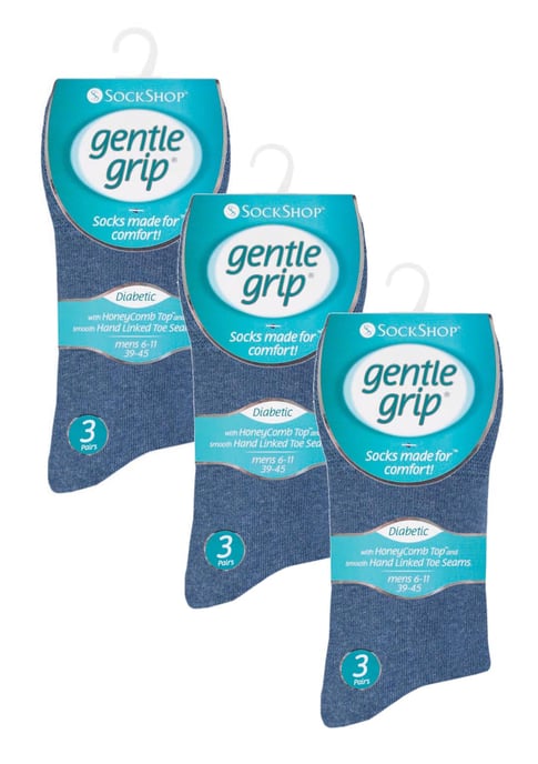 9 paar sokken zonder elastiek katoenen herensokken | Gentle Grip | Zachte losse sokken | Diabetische vriendelijke sokken - Blauw - Image 2