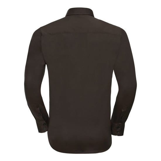 Russell Collection Heren Stretch Overhemd Met Lange Mouwen (Chocolade) - Image 2