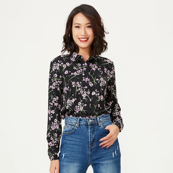 Recht gesneden shirt met bloemenprint - Image 1
