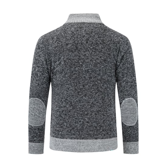 Men's Cardigan with Zip Stand-Up Collar Cardigan Chunky Knit Lined Jumper for Winter Dark Gray