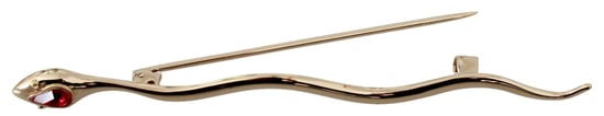 Dolce & Gabbana Gold Messing Slang Rode Kristal Gekleed Reversspeld Broche - Image 3