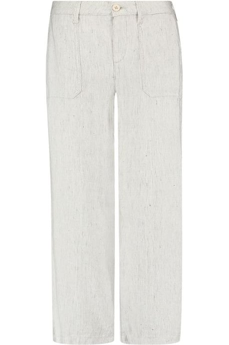 Wide Leg Ankle Trouser Striped Stretch Linen