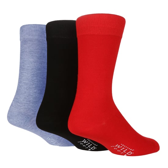 Wild Feet - Set van 3 bamboesokken voor heren | Vlak - Rood Blauw - Image 1