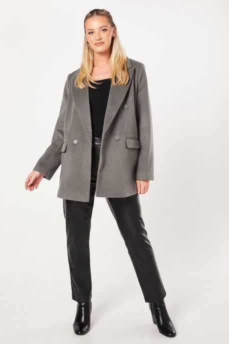Dorothy Perkins Grey Coat Womens Smart Jackets & Coats - Image 2