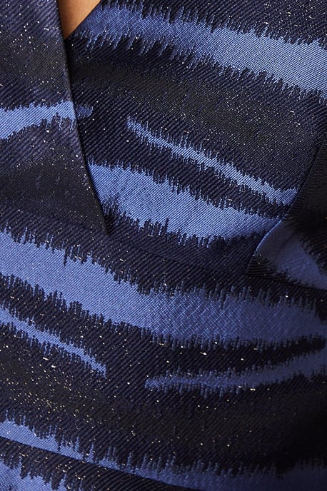 Notch Neck Stripe Jacquard Midi Dress - Image 4