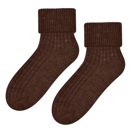 Steven - Dames 1 Paar Luxe Wol Bed Sokken | Zachte Warme Lounge Slaapsokken - Chocolade - Image 1