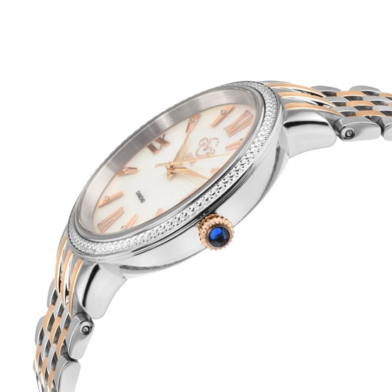 GV2 Dames Genua 12535 Zwitsers quartz parelmoer diamant tweekleurig roestvrij stalen horloge - Image 3