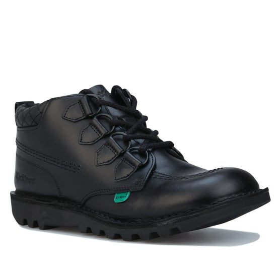 Women's Kickers Kick Mid Quilt Leather Shoes in Black