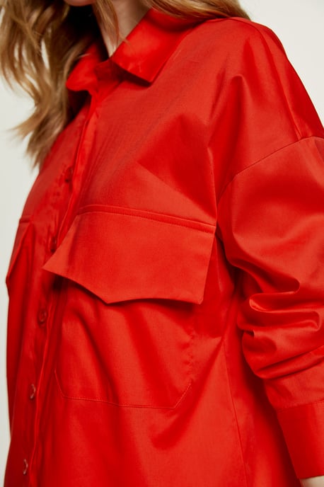 Red Poplin Style Shirt