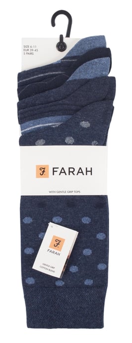 Farah - 5-pack Heren Dun Ademend Klassiek Polka Dot Patroon Zachte Katoenen Kousen - FCS273DENTEL (Polka Dot) - Image 2