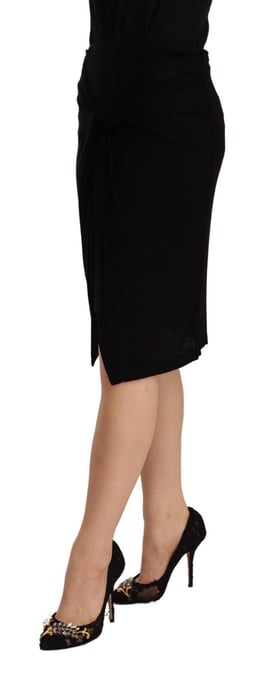 PLEIN SUD Women's Black High Waist Pencil Knee Length Viscose Skirt