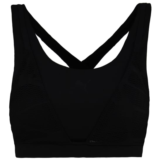 Puma Studio Lace Strappy Bra Low Impact Black Womens Training Crop Top 656685 01