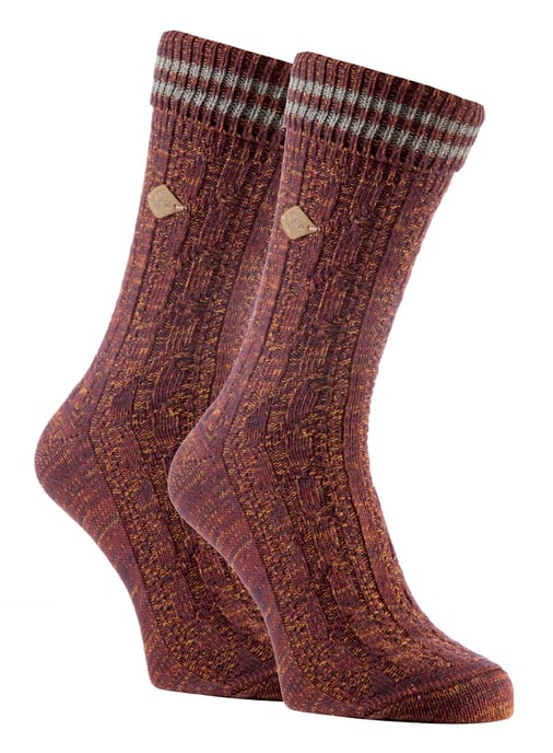 2-pack Heren Katoenen Kabelgebreide Boot Dress Sokken met Omgeslagen Top - Image 1