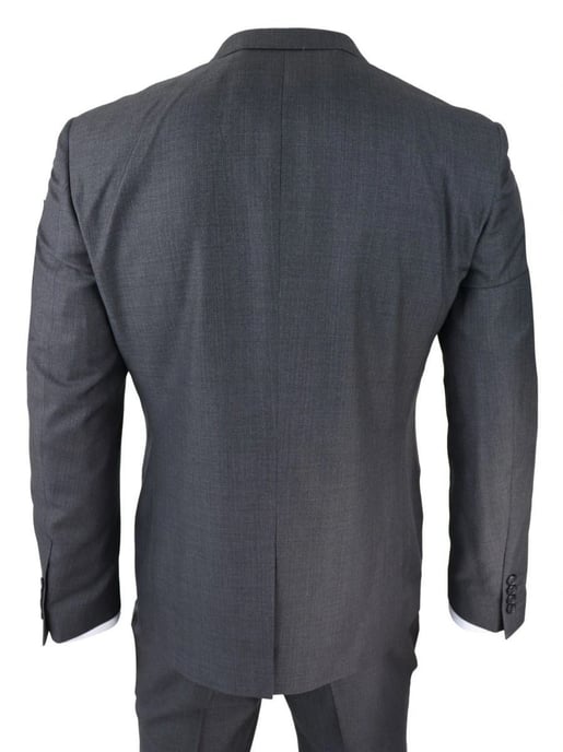 Heren 3-delige Charcoal Grijze Klassieke Stitch Retro Pak - Image 3