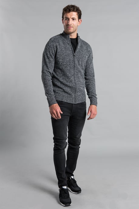 Black Recycled Cotton Blend Zip-Through Cardigan