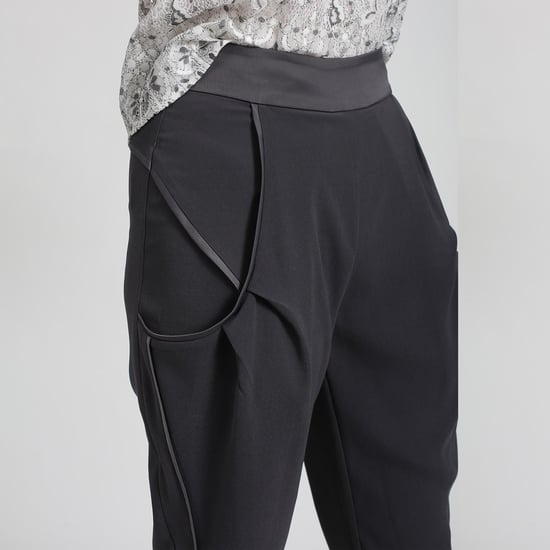 Bi-materiaal taps toelopende broek - Image 3