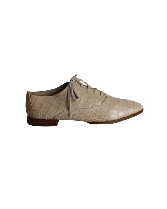 Alexander Wang Ingrid Croc-Embossed Oxfords in Beige Kalfsleer - Image 1