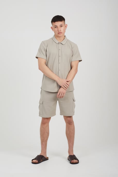 Pale Green 'Cadby' Short Sleeve Textured Shirt