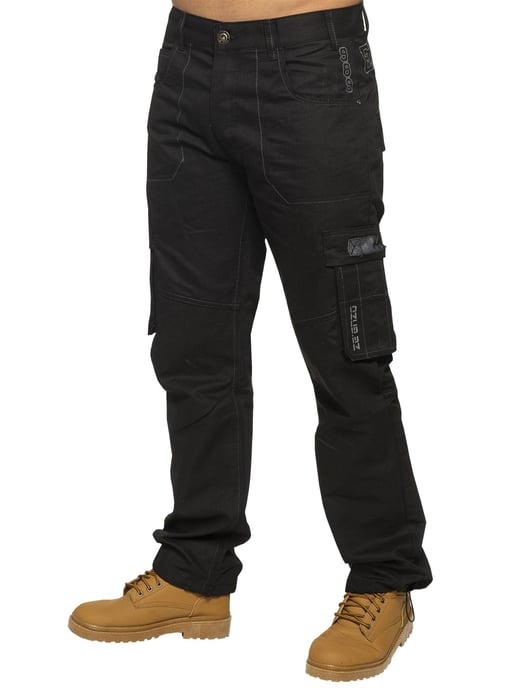 Enzo | Heren Combat Denim Jeans - Zwart - Image 1
