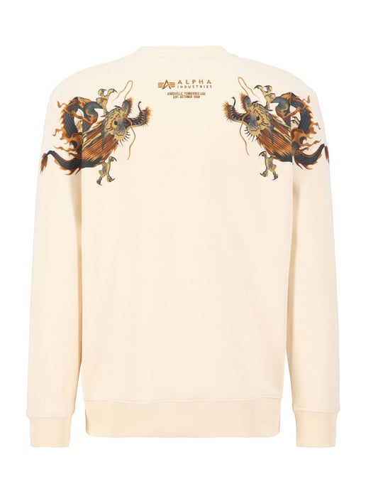 Heren Alpha Industries Dragon Geborduurde Sweater in Wit - Image 1