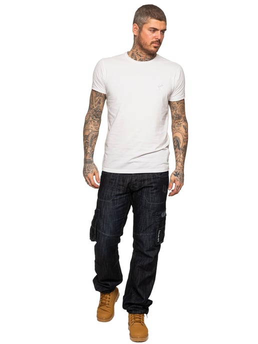 Enzo | Heren Combat Denim Jeans - Donkerblauw - Image 6